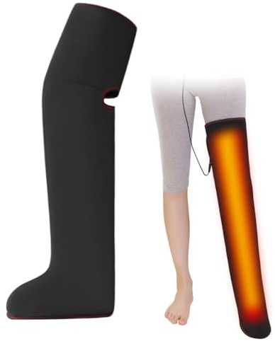Electric Heating Pads for Thighs, Knees, Calves, and Feet | Heated Leg Warmer,,Adjustable Size, Long One-Size-Fits-All, Black