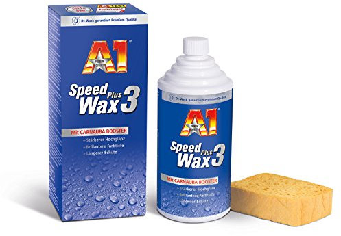 Dr. Wack – A1 Speed Wax Plus 3, 500 ml inkl. Spezialschwamm I Premium Auto-Wachs mit Carnauba I Langanhaltender Schutz & Glanz I Für alle Lacke geeignet I Hochwertige Autopflege – Made in Germany