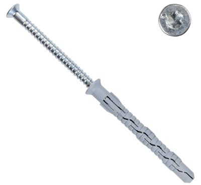 PARCO Lot de 50 chevilles à tête fraisée TX40 (10 x 100 mm, 50 pièces) – Chevilles pour façade et tige longue, chevilles pour cadre de fenêtre et fixation murale – Homologation ETA-12/0272