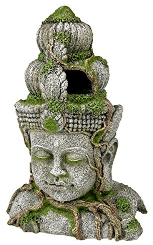 Rosewood 91697 Aquaristik-Ornament Steinkopf aus Harz mit Pflanzen, Large
