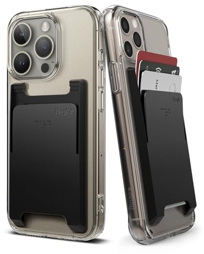 Ringke Slot Card Holder, Porte-Cartes Adhésifs Portefeuille Autocollant Porte Carte de Crédit pour l’arrière de Téléphone avec 3M Sticker Adhésive Attachable Téléphone - Black