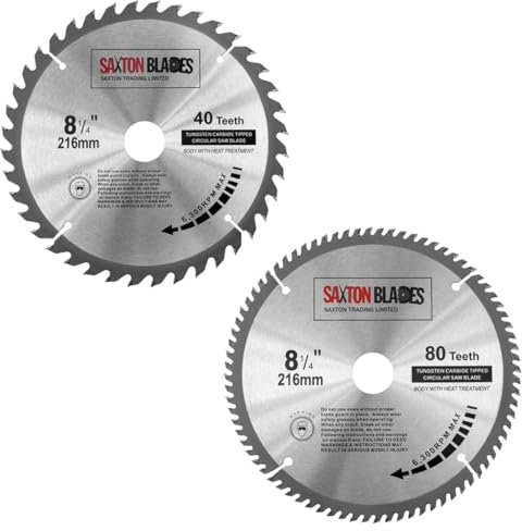 tct216mxa 2 x Saxton TCT Circular Holz Sägeblatt 216 mm Pack a für Bosch Makita Dewalt