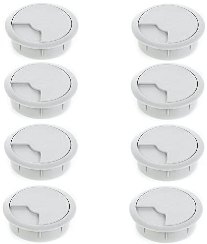 sossai® Pasacables Redondos | Juego de 8 | KDM2 | Color: Gris | Diámetro: 60 mm | Material: plástico (Hecho en EU)