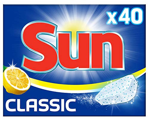 Sun Tablettes Lave-Vaisselle Classic Citron x40, Efficace en cycle court, Vaisselle Etincelante & Impeccable, 40 Lavages
