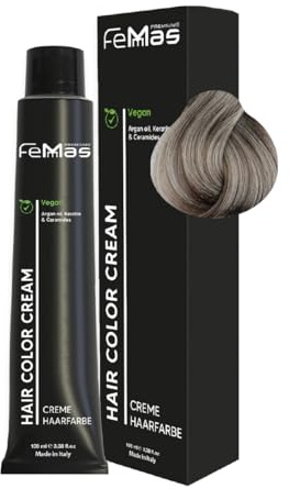 FemMas Haarfarbe Lichtblond Asch Intensiv 9.11 I Creme Haarfarbe mit Arganöl, Keratin & Ceramiden I dauerthafte Haarfärbung oder Tönung für strahlende Farbergebnisse I 100 ml