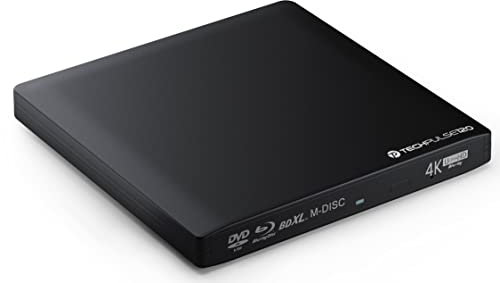 techPulse120 Esterno UHD USB 3.1 4K-Ultra HD Masterizzatore Lettore Blu-ray Blue BD Player BDXL Burner per PC USB-C M-Disc lettori BluRay 4K USB UltraHD nativo Alu Nero