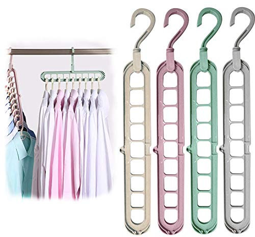BITEFU 12 Stück 9 in 1 Kleiderbügel Platzsparende 360º-Drehbares Magic Kleiderbügel, Multi Bügel Cascading Clothes Hanger Organizer für Kleiderschrank Closet (4 Farben)