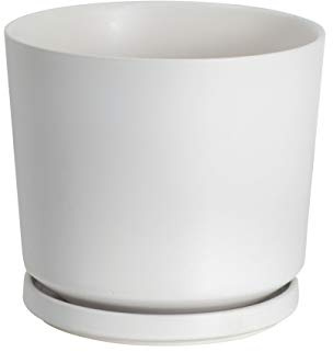 Ekirlin 14 cm Pflanzgefäße,Keramik-Blumen-Pflanzgefäße für den Innenbereich,Moderne Sukkulenten-Behälter mit Abflussloch Untersetzer,Dekoration für Zuhause,Büro & Außenbereich (Weiß)