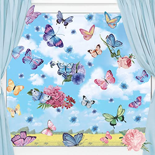 KAIRNE 33 Schmetterling Fenstersticker Rose Pfingstrose Mädchen Frühling