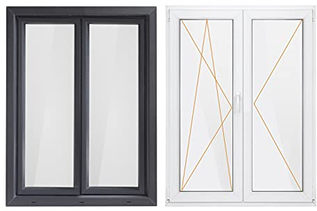 Bastion Fenster 2 Flügel Dreh Stulp, 2-fach Verglasung RC2 BA außen anthrazit/innen weiß 70 mm Profil (1000x1200 mm Links)