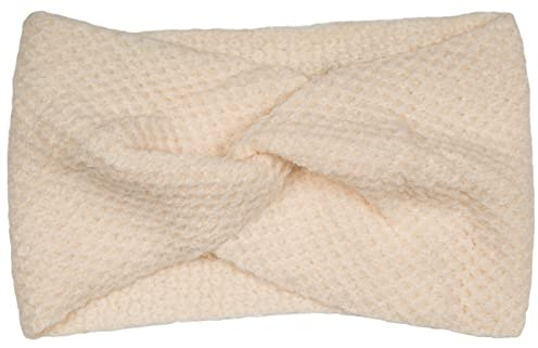 styleBREAKER Damen Strick Stirnband Waffelpatent Knoten, Creme-Beige | 20 cm Bundweite (elastisch dehnbar für 44-59 cm Kopfumfang), 12 cm breit, schützender und warmer Ohrenwärmer.