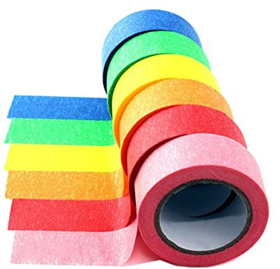 HUAZIZ 1 Juego de 6 rollos de Cinta adhesiva de Colores para Manualidades, Codificación de Color, Decoración, Suministros de Arte Divertido para Niños, Cintas para Pintura Manualidades