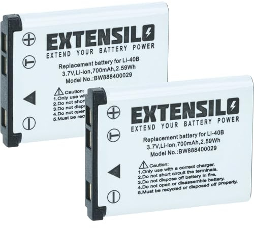 EXTENSILO 2X Akku kompatibel mit Aldi Traveler Slimline Super Slim XS-80, XS80 Kamera (700mAh, 3,7V, Li-Ion)