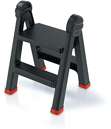 Kistenberg Scaletta pieghevole con 2 gradini (accesso su entrambi i lati, pieghevole, carico massimo 150 kg, con piedini antiscivolo, plastica, 470 x 435 x 630 mm)