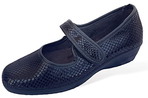 Sevilla Zapato Clásico de Señora Cómodo - Calzado arreglado para Mujer - Suela Antideslizante - Diferentes Diseños con Velcros - Negro - Tallas 35-41EU (Negro Abierto Velcro, Numeric_41)