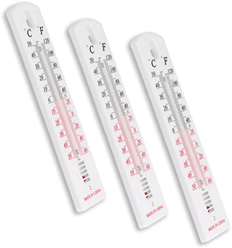 mumbi 3X Thermometer wetterfest Gartenthermometer Zimmerthermometer Analog für Innen und Außen, Weiß
