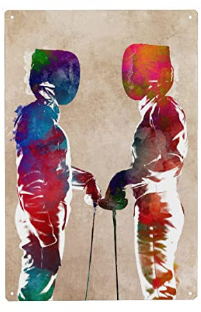 artboxONE Metall-Poster 30x45 cm Sport Fechter-Sport-Illustration von Künstler Justyna Jaszke