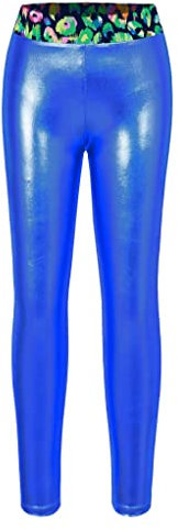 Zaldita Kinder Mädchen Metallic Leggings Tanzhose Balletthose Sweatpants Sporthose Yogahose Gym Athletic Training Dancewear König Blau 146-152