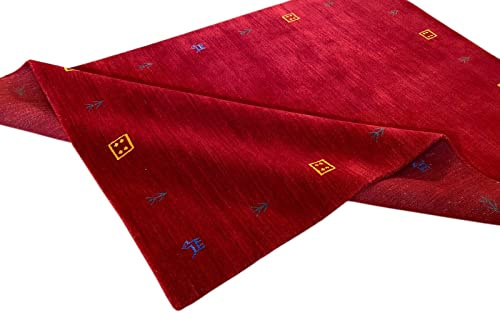 WAWA TEPPICH G543 Wollteppich Rot 170 x 240 cm 100% Wolle handgewebt | Handgewebtes Unikat mit charaktervoller Struktur; vielseitig kombinierbar und passend für unterschiedliche Wohnstile
