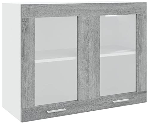 vidaXL Hanging Glass Cabinet Lyon Grey Sonoma 80x31x60 cm Engineered Wood