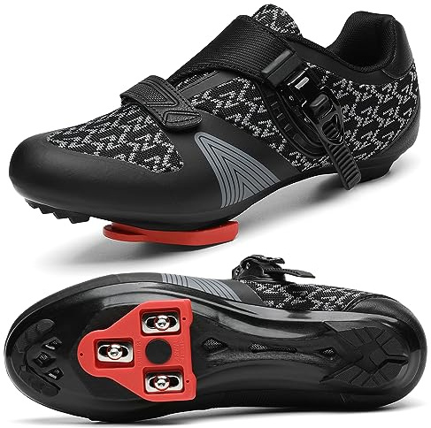 Unisex Cycling Shoes Compatible with Peloton & SPD Bike Black Size 45