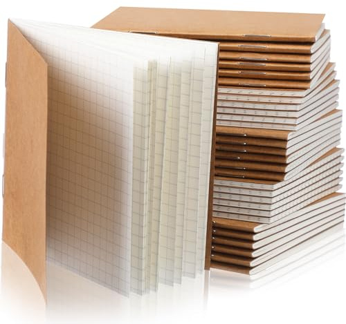50 Mini Cuadernos de Bolsillo Libretas de Kraft Bloc de Notas Pequeño Diario para Escribir Adulto Niño Maestro Escuela Oficina, 10,4 x 10,6 cm (Marrón, Página de Cuadrícula)