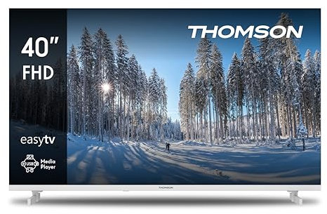 THOMSON 40 Pouces (101 cm) LED Full HD Blanc Easy TV – Non Smart – Hotel Mode, USB, HDMI, Triple-Tuner (Câble/Satellite/Antenne), AV IN, CI+, A+ Panneau – 40FD2S13W