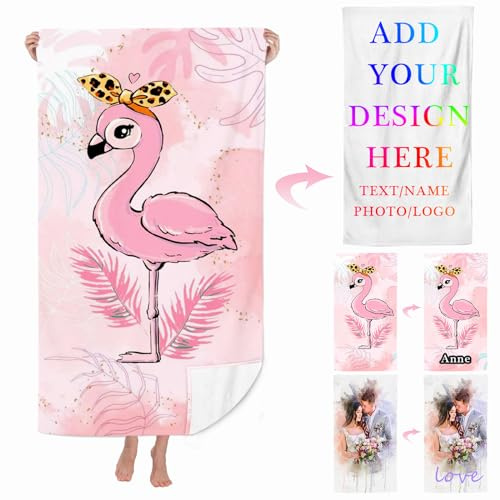 KIDSLOVE Personalisiertes Mikrofaser Strandtuch Mit Namen Foto, Personalisiert Badetuch Groß 100x200cm