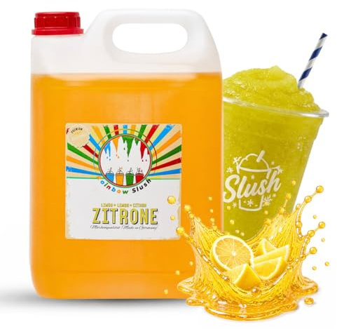 Rainbow Slush Sirup AZO und Glycerin Frei | Geschmack Lemon Zitrone | Konzentrat für Slushy Maker Eis Slushmaschinen Eismaschinen Getränke 1:5