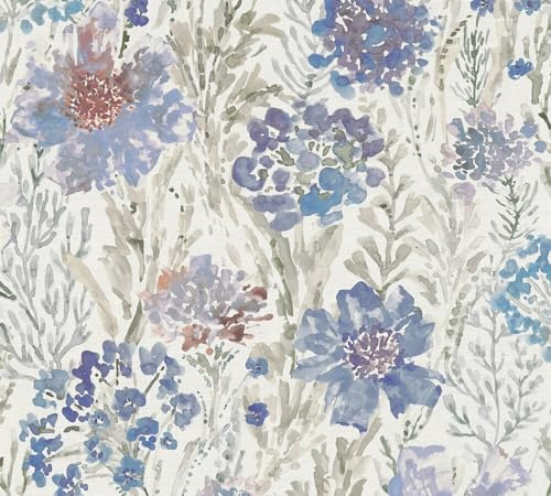 Valentin Fleurs M1-No.11217 | Papier peint intissé | Bleu | Blanc | Tadessi | 10,05 m x 0,53 m