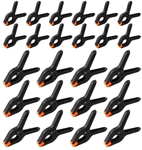 JJWNMLL 24Pcs Nylon Spring Clamps,2+3Inch Plastic Heavy Duty Grip Clips Set | Clamps for DIY Projects,Arts,Wood Working Crafts, Muslin Paper Photo Background