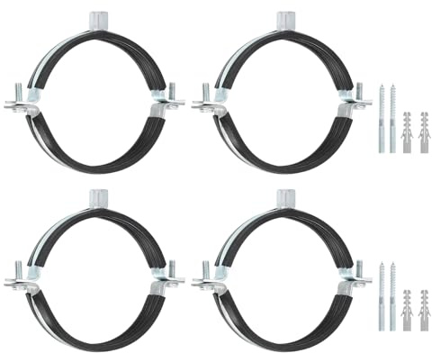 sourcing map 4 Pcs Adjustable Pipe Bracket Clamp, 4(102mm) Wall Ceiling Mount Split Ring Pipe Hanger Galvanized Iron Pipe Strap Support with Screw & Expansion Tube for Pipe Tube
