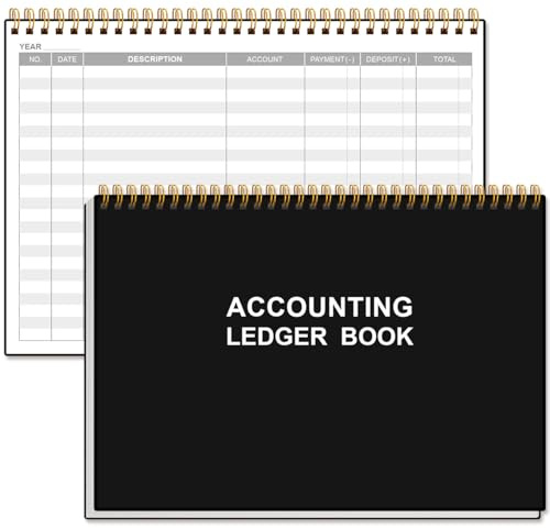 Accounting Ledger Book - A5 Ledger Book for Bookkeeping, Small Businesses & Personal Use, Expense Tracker Notebook for Tracking Money, Expenses, Deposits & Balance, 8.5 x 5.8, Black