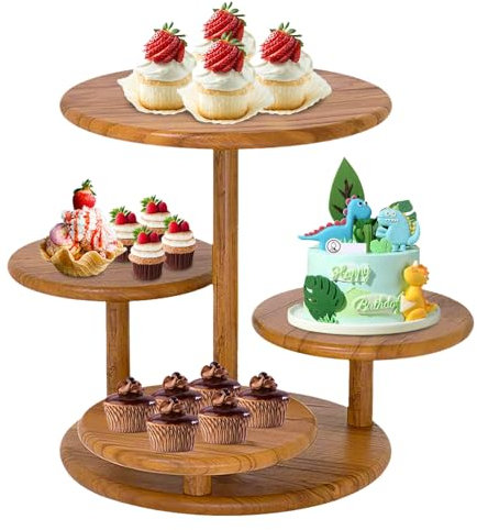 Présentoir à Gâteaux à 4 Niveaux Pour 50 Cupcakes, Présentoir à Gâteaux En Bois Dessous De Verre En Bois Pour La Décoration De La Maison Support Pour Gâteaux Fruits Pour Noël Mariage Anniversaire