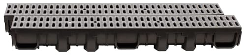 ScarMaxx 2m Canaletta scolo Acqua piovana A15 Altezza 115 mm - Griglia scolo Acqua piovana Set Completo 13 x 200 x 11,5 cm Classico Grigio