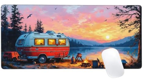 Paysage Tapis de Souris XXL 1600x800, Tapis de Souris Bus, Tapis Souris pour Clavier et Bureau, Étendu Tapis de Souris Gamer, Lavable Surface, Base Antidérapante, Améliorer Précision et Vitesse Z2-808