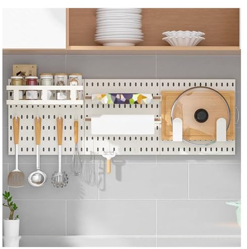 Kit d'organisation murale combinée en panneau perforé, panneau d'affichage mural avec accessoires, panneau de rangement en métal à faire soi-même pour salle d'artisanat, garage, cuisine, bur