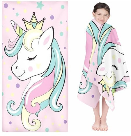 Qiqumax Cartoon Einhorn Strandtuch 90x180 cm Badetuch Strandlaken Handtücher 50x100cm Für Fitness Outdoor Badetuch Groß 100x200cm Microfaser Handtücher Handtuch (100 x 200 cm)