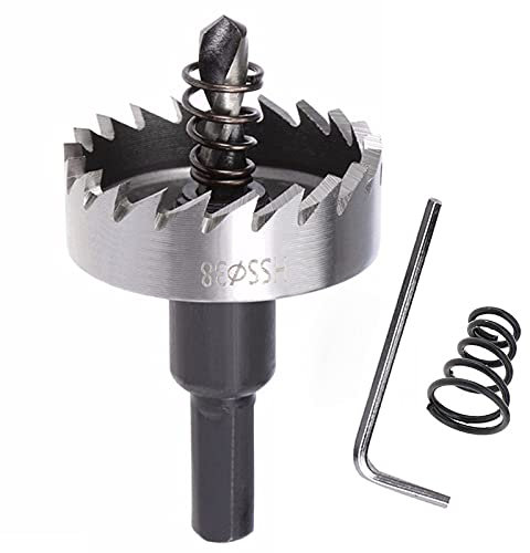 NINGXUE 38mm Heavy Duty HSS Drill Bit Metal Hole Saw, Long Life Hole Cutter Opener with Allen Key for Metal, Wood, Stainless Steel, Copper, Aluminum 1PCS