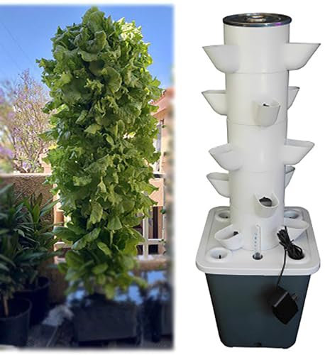 DRFGHK Kit de Sistema de Cultivo hidropónico en Torre, el Mejor jardín de Hierbas Grande, Lechuga, Tomate, Verduras y Hierbas, Sistema de Cultivo hidropónico para Exterior e Interior.
