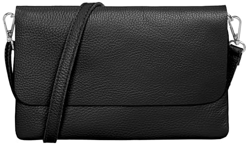 Caspar Elegante Leder Clutch Damen Umhängetasche Abendtasche mit verstellbarem Schultergurt - CLASSIC LINE - Modell No.835 - Made in Italy