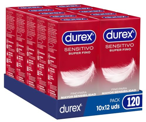 Durex Preservativos Sensitivo Super Fino, 120 condones (10 packs x 12)