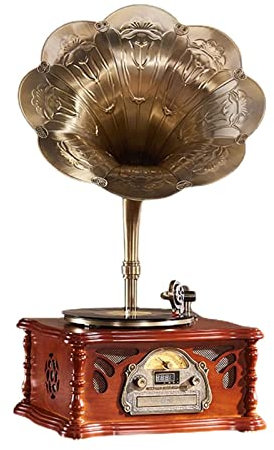 SGKOMN Giradischi Vintage, Giradischi in Legno, grammofono, Giradischi in Vinile, Altoparlanti, Sistema Stereo, Controllo 33/45 CD, FM, USB/Bluetooth.