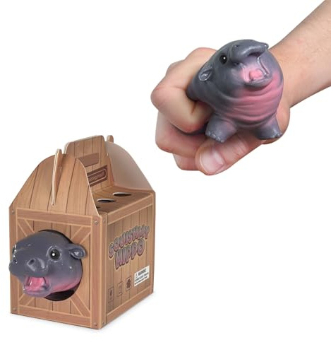 Squishmy Hippo – Pygmy Hippo-Inspired Squishy Stress Relief Toy – Adorable Silicone Desk Companion – Satisfying Squeeze for Anxiety Relief – 3.8” Cute Animal Fidget Gift for Adults & Teens