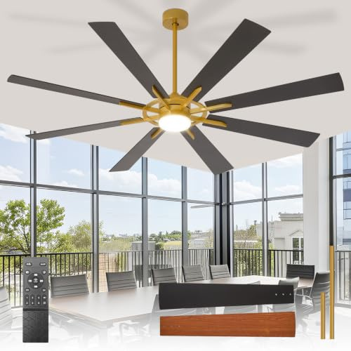Depuley Large Ceiling Fans with Lights: Modern 72 Inch 8 Blade Outdoor Ceiling Fan with Remote Control - Dimmable Black Gold Big Fan Light Indoor Reversible 6 Speed Quiet DC Motor