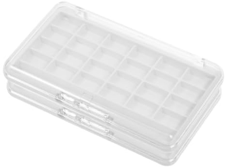 FRCOLOR Scatola Porta Cosmetici, Porta Ombretti Vuoto 24 Colori, Contenitore Make-up Fai da Te 2 Pezzi, Coperchio Trasparente per Viaggio