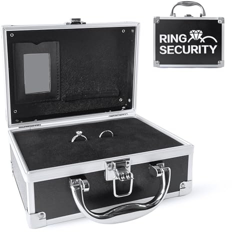COSLANLEE Ring Security Briefcase for Wedding Ceremony, Black Case with Handle, Wedding Accessory
