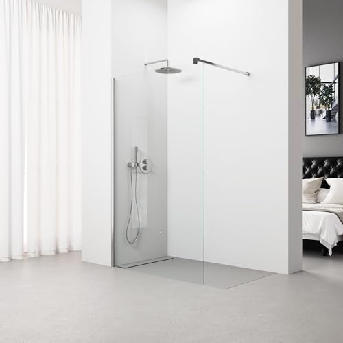 REALSHOWER Mampara de Ducha Fija Medidas (98,5 a 100) x 195 cm | Frontal, 1 Hoja Fija, Reversible, Ancho Ajustable, Vidrio 6 mm, Antical, Barra Estabilizadora, SERIE 100A, Cromo