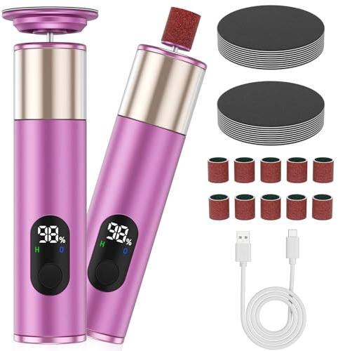 Jradse Râpe électrique 2 en 1 avec écran LED - 3 niveaux (400-600 tr/min), batterie 1200 mAh, USB-C - pour pédicure et manucure