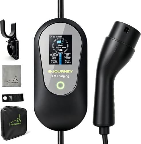 G-journey Typ 2 Ladekabel Schuko [1-phasig, 8M, 8-13A, 3KW] EV Ladegerät | Einstellbare Leistung & Ladezeit, LCD Digitalanzeige, IP65 Wasserdicht, ladekabel auto typ 2 schuko für EVs & PHEVS